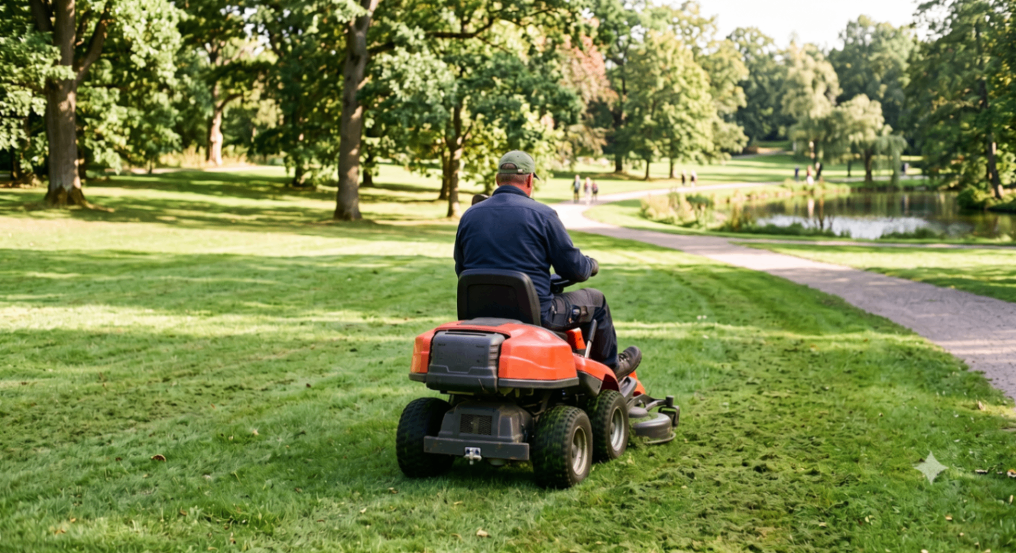 Åkgräsklippare i park